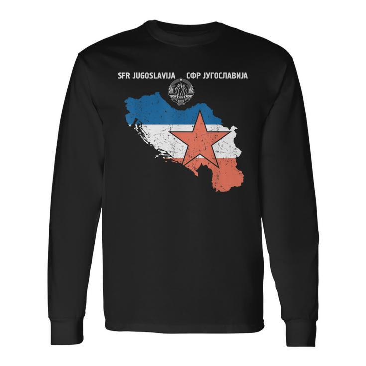 Yugoslavija Flag Balkan Sfrj Yugoslavia Langarmshirts Geschenkideen