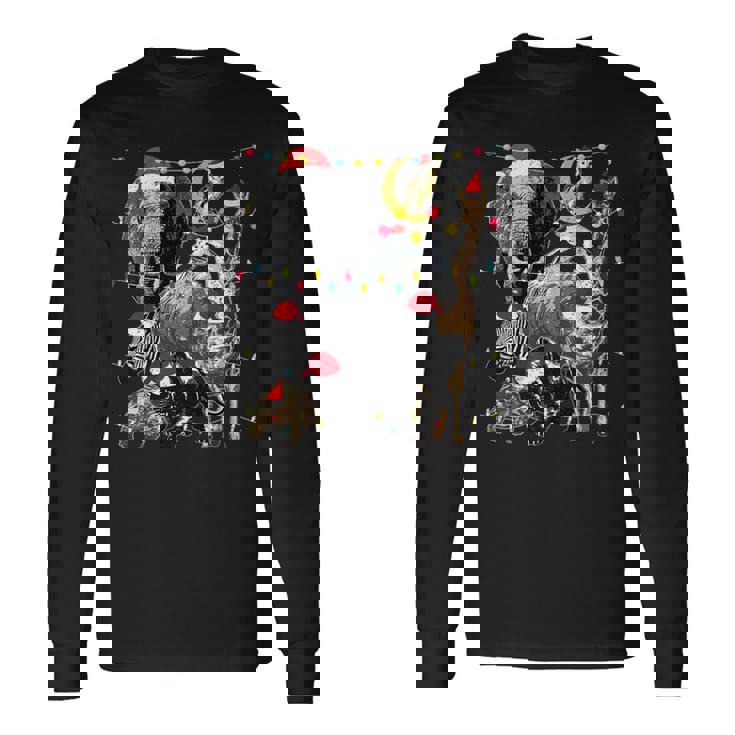 Zoo Animals Christmas Lights Jungle Zookeeper Safari Theme Premium Long Sleeve T-Shirt