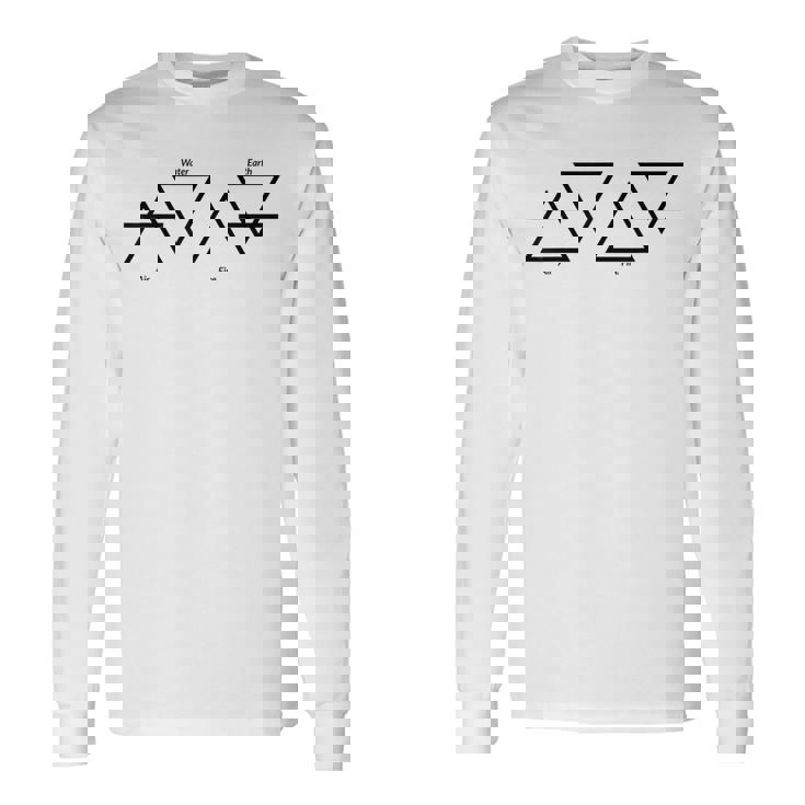 Air Feu Eau Terre Quatre Éléments Symboles Triangle Grec T-shirt à manches longues
