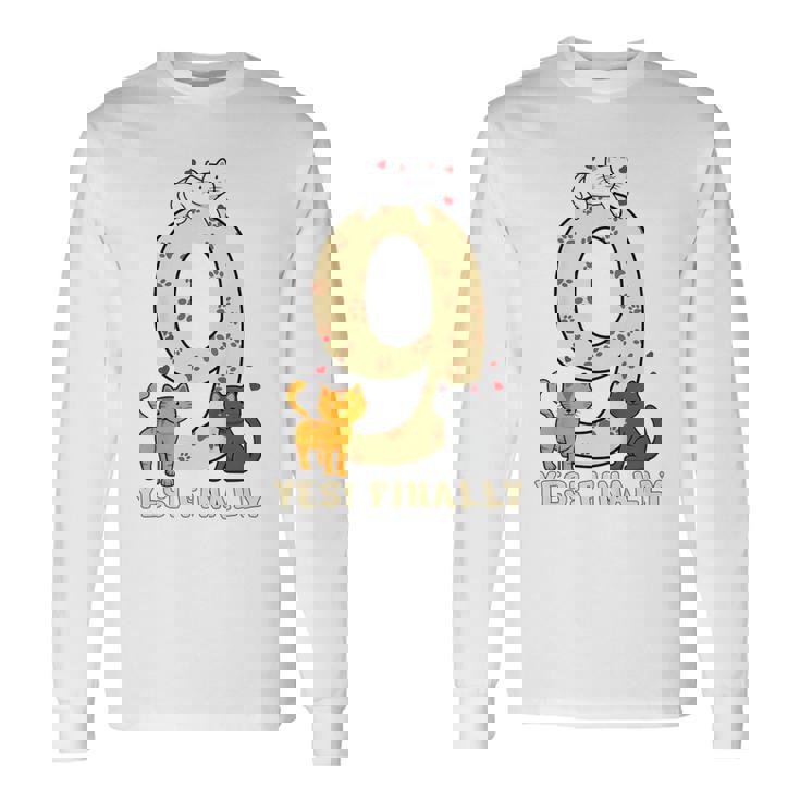 Bambino Compleanno 9 Gatti Gattino Idea Regalo Compleanno Bambini Maglietta a maniche lunghe