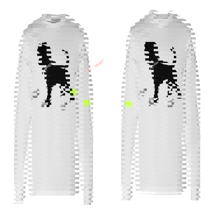 Beagle Dog Plays Fetch With Yellow Tennis Balls Long Sleeve T-Shirt Gifts ideas