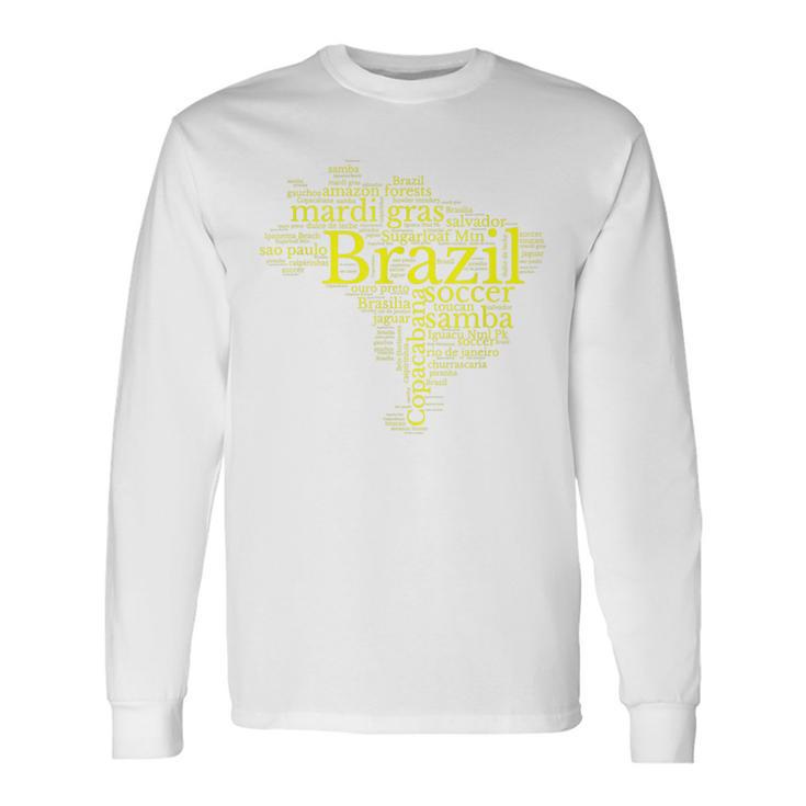 Brazil Map Football Copacabana Brazilian Langarmshirts Geschenkideen