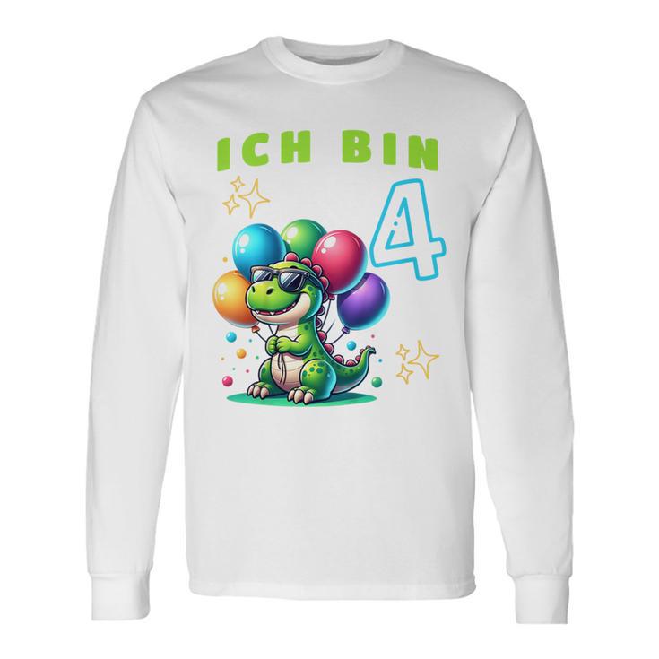 Children's Ich Bin 4 Jahre Alt Dino 4Th Birthday Langarmshirts Geschenkideen