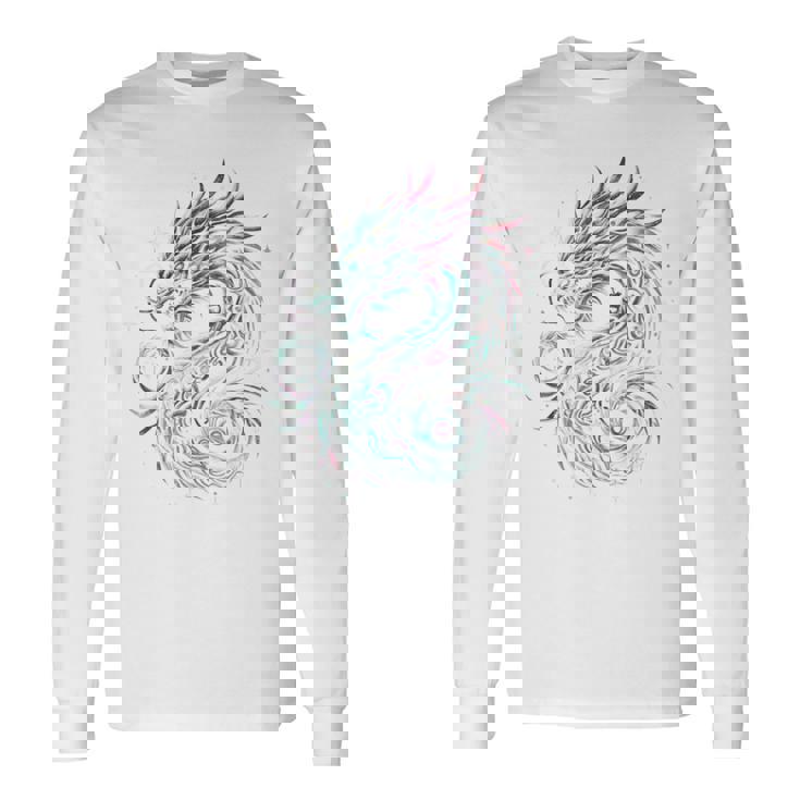 Con Grafica A Drago Con Tribale Per Uomo E Donna Maglia A Manica Maglietta a maniche lunghe