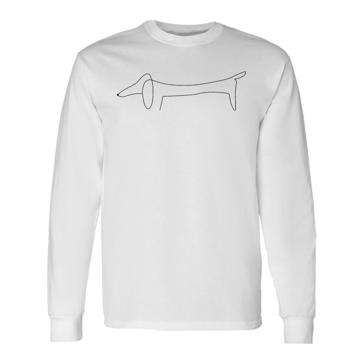 Dachshund Single Line With Dog Owner Langarmshirts Geschenkideen