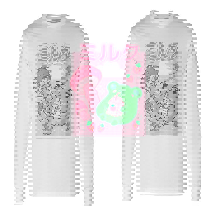 Donna Kawaii Frog & Cat Cappello Da Rana Retro Anni '90 Con Collo A Maglietta a maniche lunghe