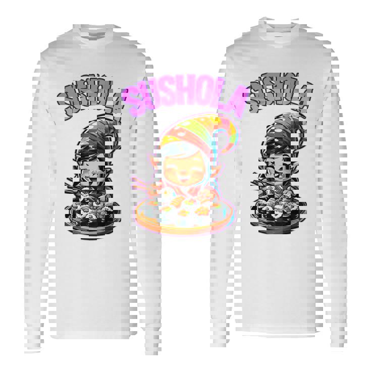 Donna Kawaii Giapponese Divertente Nano Sushola Amanti Del Sushi Maglia Con Maniche Raglan Maglietta a maniche lunghe