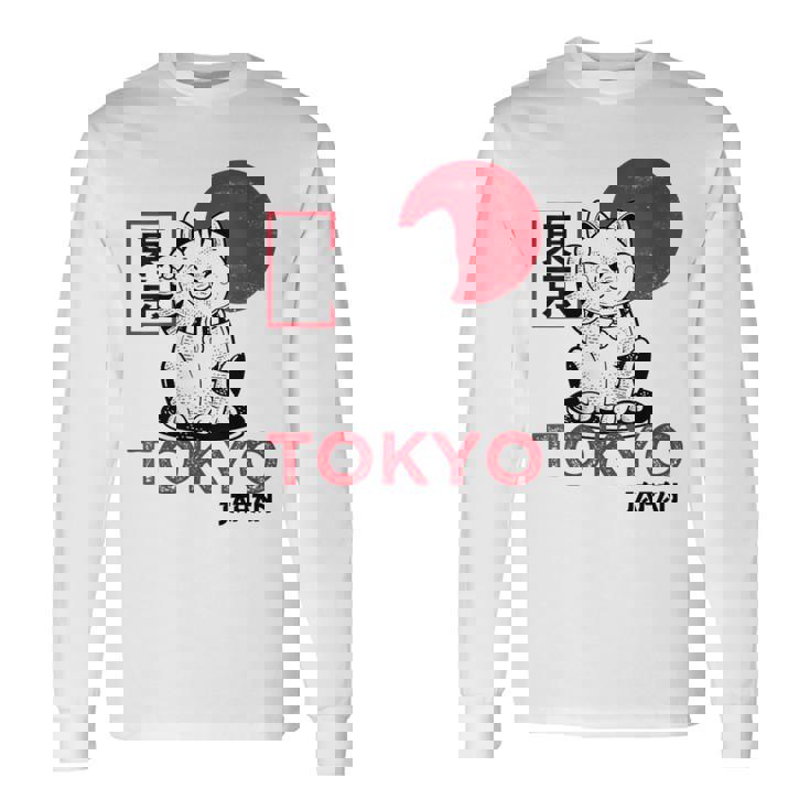 Donna Maneki Neko Lucky Cat Waving Arm Kawaii Anime Giappone Tokyo Con Collo A Maglietta a maniche lunghe