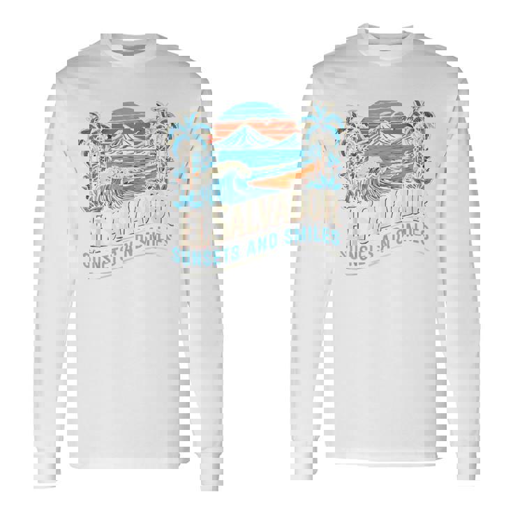 El Salvador Flag Country Travel Vacation I Love El Salvador Long Sleeve T-Shirt