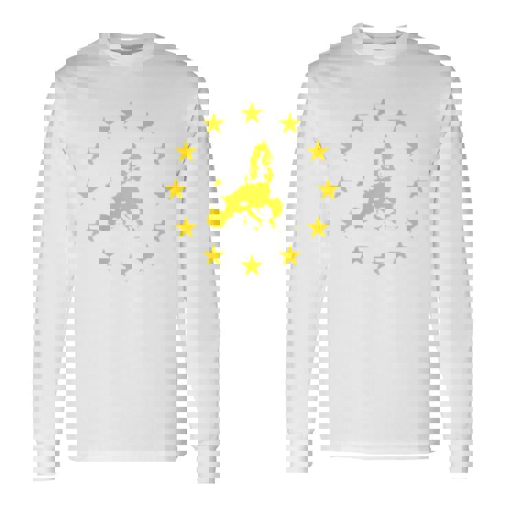 Eu European Union Flag Country Map Of Member Nations Europe Maglietta a maniche lunghe