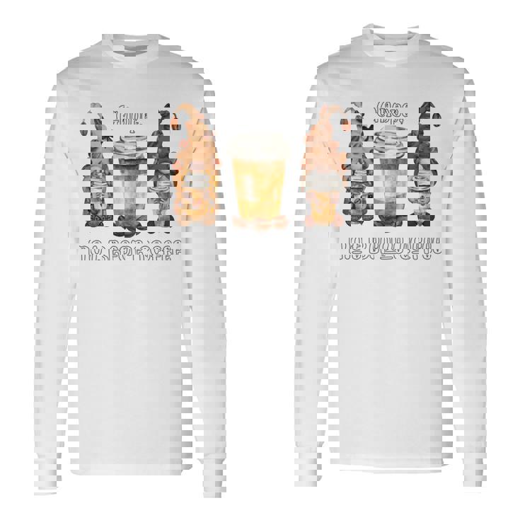 Gnope Not Before Coffee Cute Gnome Graphic Coffee Cup Beans Long Sleeve T-Shirt