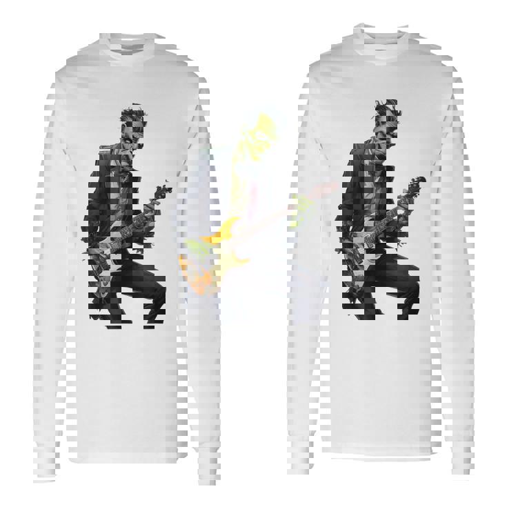 Halloween Cool Monster Playing Electric Guitar Long Sleeve T-Shirt