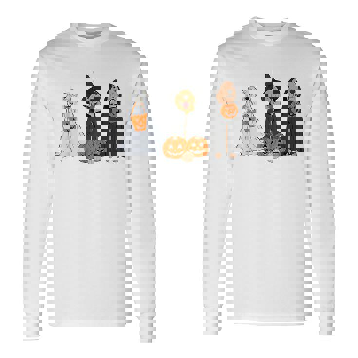 Halloween Dog Wearing Ghost Custome Dog Lovers Long Sleeve T-Shirt