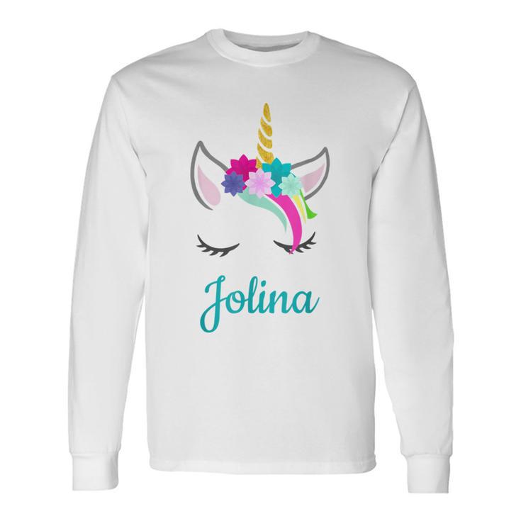 Jolina Name Geschenk Colourful Unicorn Jolina Langarmshirts Geschenkideen