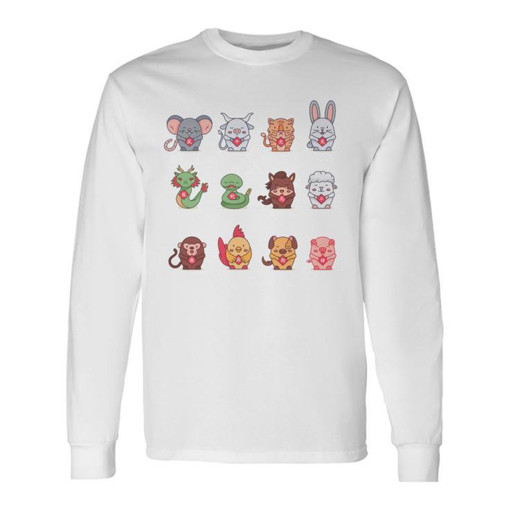 Lindos Signos Del Zodiaco Chino Manga Larga Camiseta de manga larga