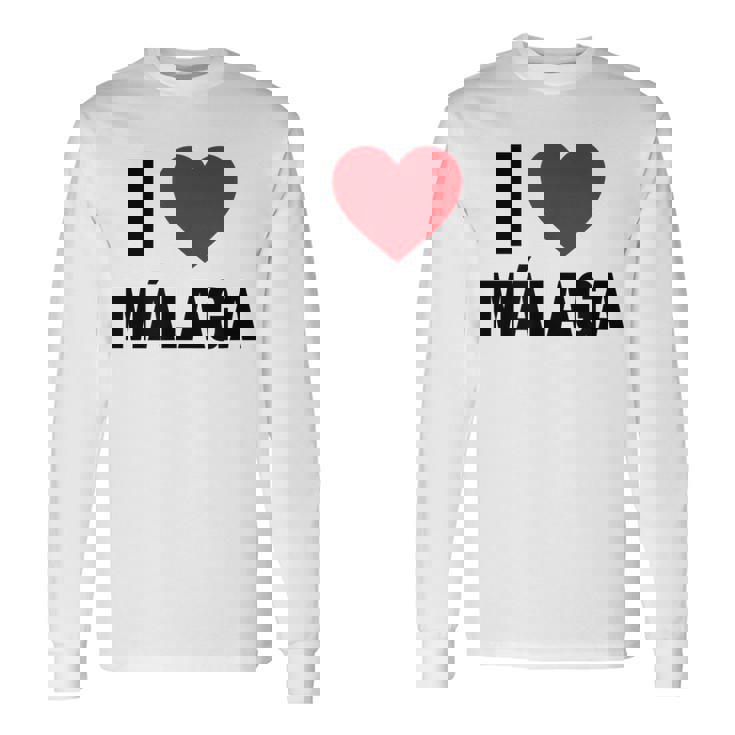 I Love Malaga Ciudad En España Con Red Love Heart Camiseta de manga larga