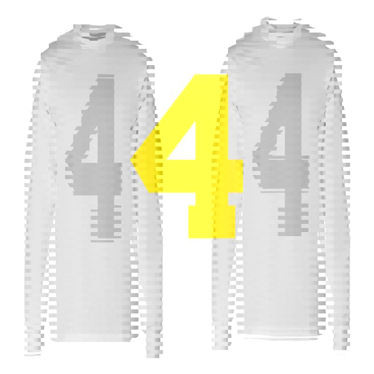 Maglia Sportiva Numero 4 Giallo Stampe Sul Retro Maglietta a maniche lunghe