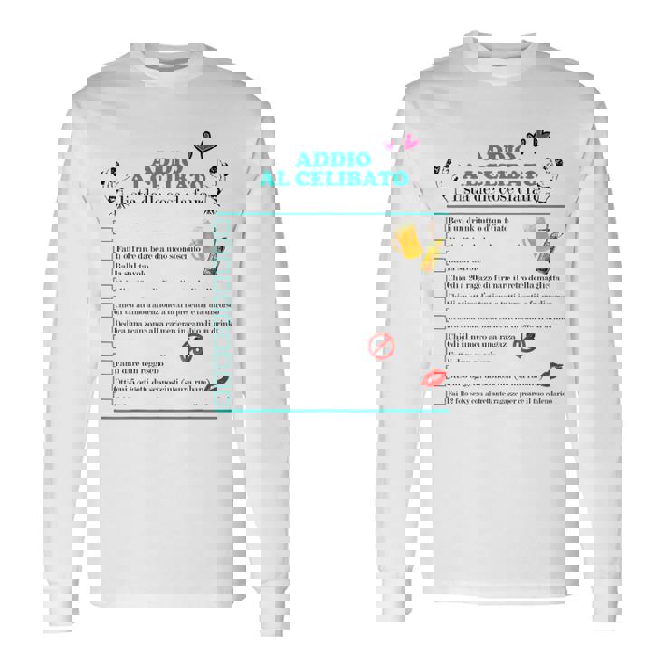 Maglia Sposo Addio Al Celibato Lista Delle Cose Da Fare Maglietta a maniche lunghe
