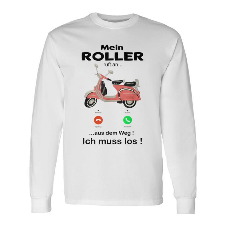 Mein Roller Ruft An Mofa Moped Retro Scooter Gray Langarmshirts Geschenkideen