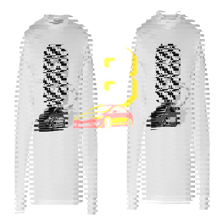 Niños Tengo 8 Años De Edad Coche De Carreras Niños Tripulación 8Th Birthday Race Camiseta de manga larga