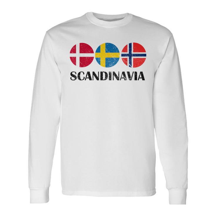 Norway Sweden Denmark Flags Scandinavian Flags Scandinavia Langarmshirts Geschenkideen