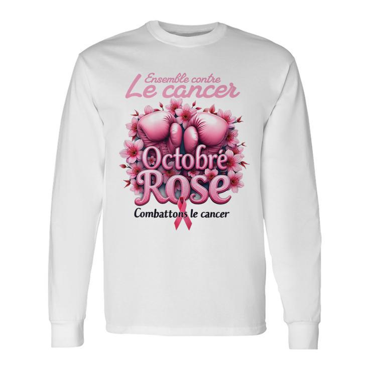 Chemise/T-shirt Octobre Rose Femme Col V - Imprimé Ruban Rose Sensibilisation Cancer Du Sein - Manches Longues, Coton - Grande Taille, Style Chic - 5