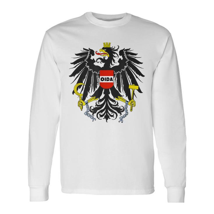 Oida Austria Flag Dialect Meme Schmäh Eagle Austria Gray Langarmshirts Geschenkideen