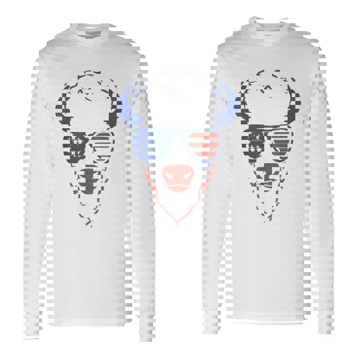 Patriotic Bison 4Th Of July Usa American Flag Fourth Of July Long Sleeve T-Shirt