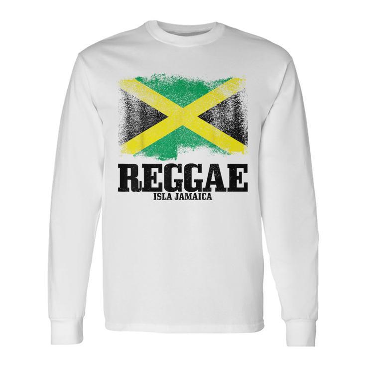 Reggae Isla Jamaica Jamaica Flag Rastafari Rastaintage Gray Langarmshirts Geschenkideen