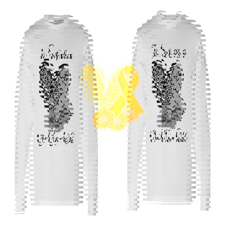 In September We Wear Gold Childhood Cancer Awareness Ribbon Long Sleeve T-Shirt Gifts ideas