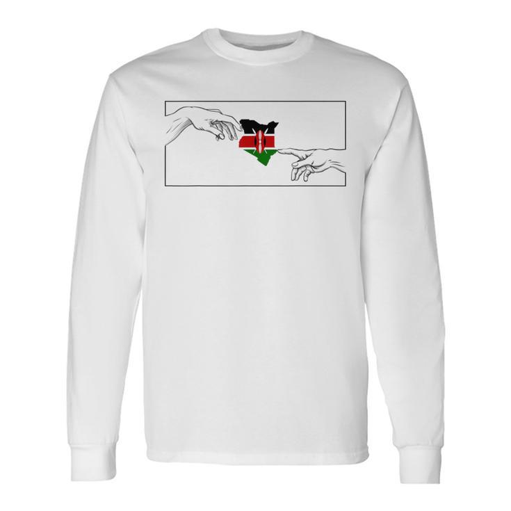 Silhouette Kenya Flag Michelangelo Hands Kenya Langarmshirts Geschenkideen