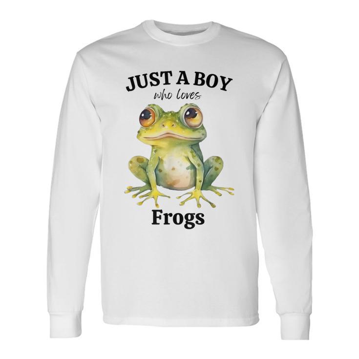 Solo Un Niño Que Ama Las Ranas Para Los Niños Que Aman Los Anfibios Camiseta de manga larga