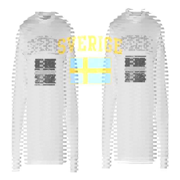 Sverige Svezia Bandiera Homeintage Sbiadito A Maniche Lunghe Maglia A Manica Maglietta a maniche lunghe