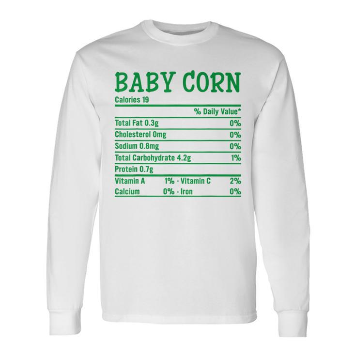Thanksgiving Christmas Food Facts Baby Corn Nutrition Long Sleeve T-Shirt