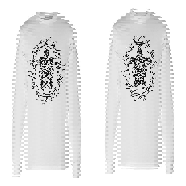 Tortuga Marina De Sol Maorí Polinesia Tribal Camiseta de manga larga