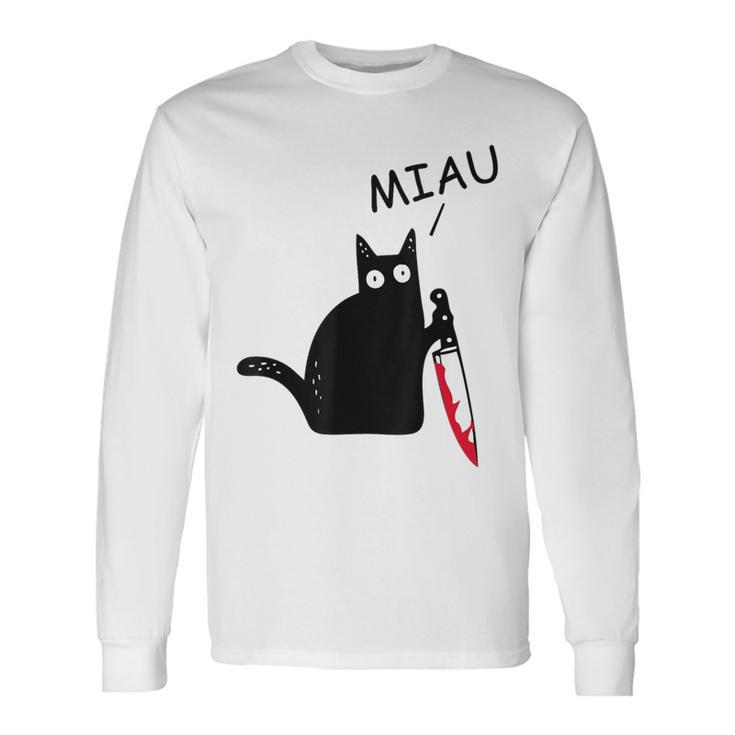 Verrückte Katze Mit Knife Crazy Cat With Knife Langarmshirts Geschenkideen