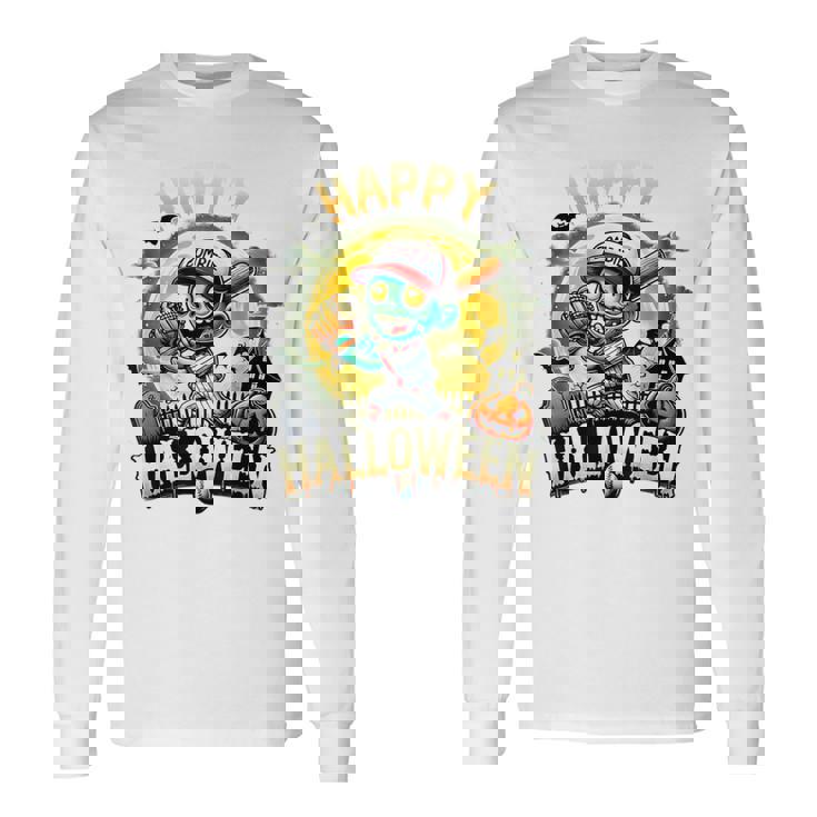 Vintage Halloween Zombie Baseball Skeleton Baseball Players Long Sleeve T-Shirt