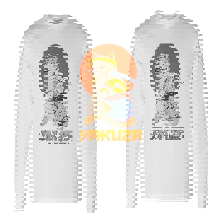 Yakuza Gato Japonés Samurai Espada Katana Japón Tigre Tatuaje Sin Mangas Camiseta de manga larga