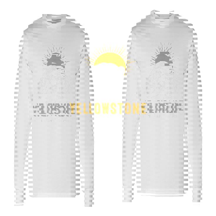 Yellowstone National Park Vintage Wild Bear Sunset Long Sleeve T-Shirt Gifts ideas