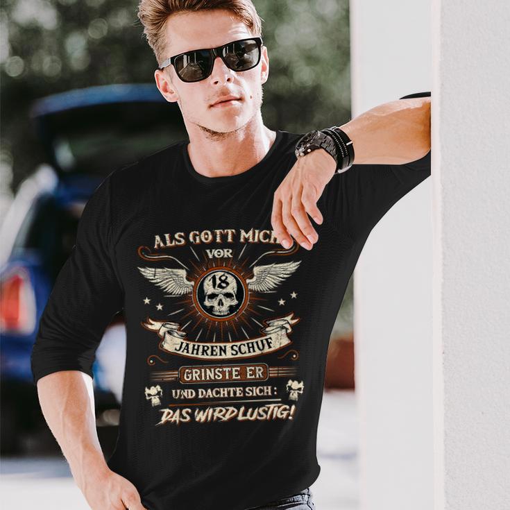 18Th Birthday Als Gott Michor 18 Jahre Schuf Grinste Er Grins Langarmshirts Geschenke für Ihn