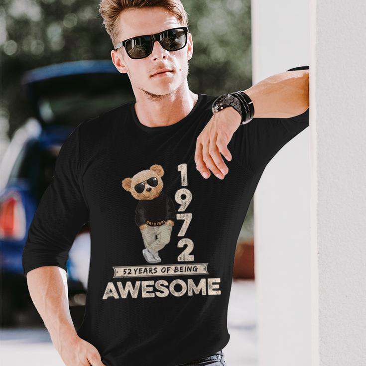 52 Geburtstag Herren Damen 1972 Original Awesome Teddybär Langarmshirts Geschenke für Ihn