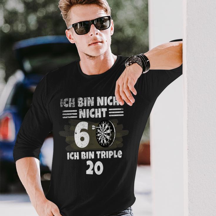 60 Geburtstag Ich Bin Nicht 60 Ich Bin Triple 20 Dart Langarmshirts Geschenke für Ihn