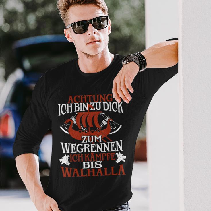 Achtung Ich Bin Zu Dick Zum Wegrenneniking Langarmshirts Geschenke für Ihn