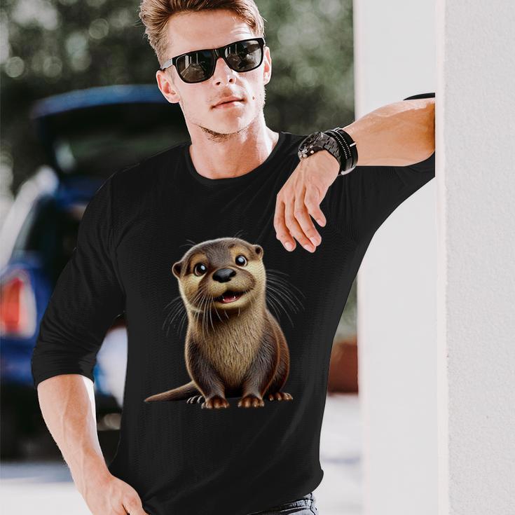 Adorable Otter Illustration Langarmshirts Geschenke für Ihn