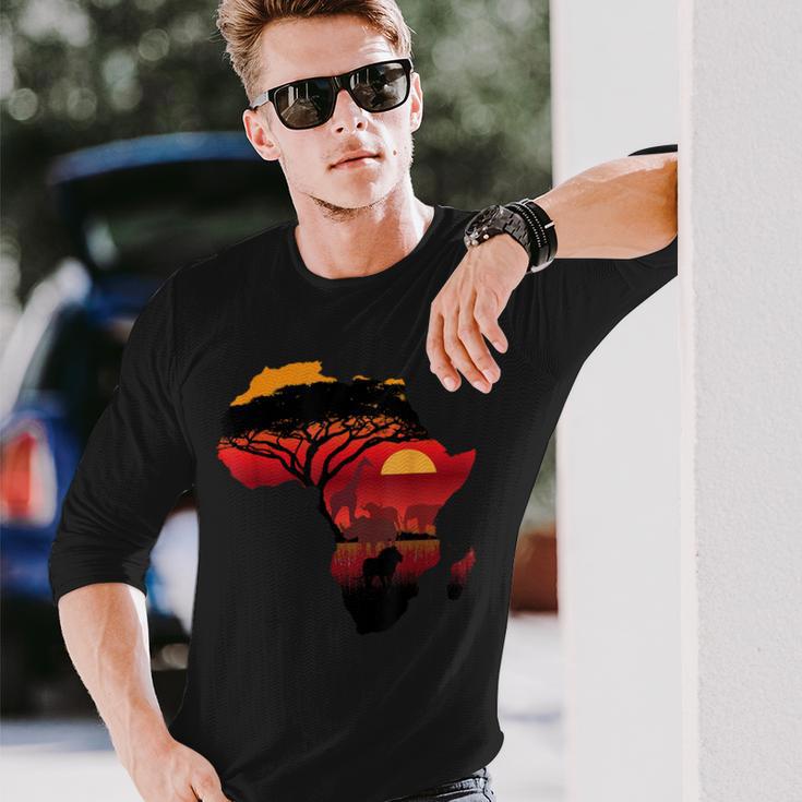 Africa Big Five Silhouette Africa Safari Map Africa Langarmshirts Geschenke für Ihn