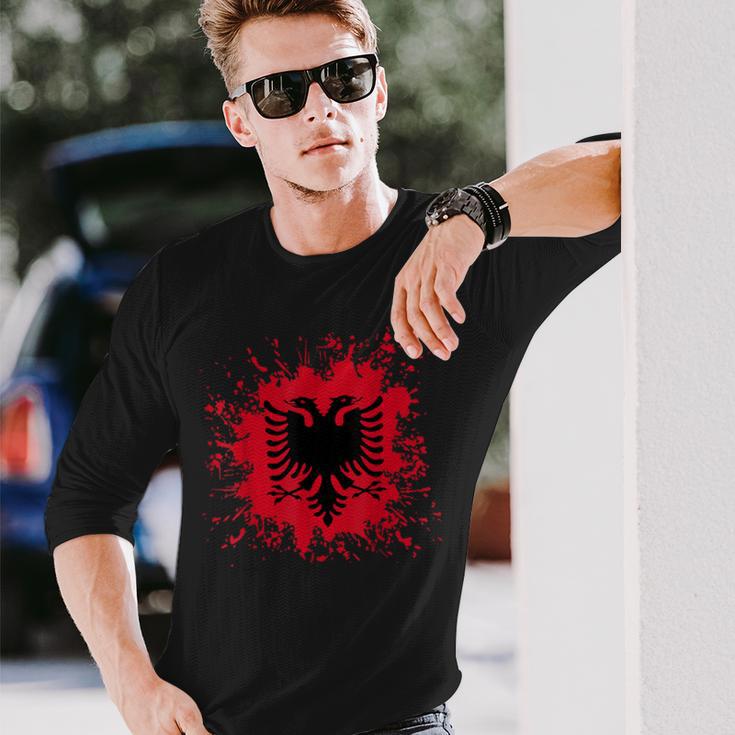 Albania Flag Shqiperi Albanian Flag Shqiperia Langarmshirts Geschenke für Ihn