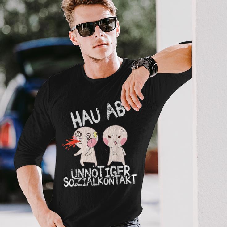 Anime Style Hau Ab Unnötiger Sozialkontakt Langarmshirts Geschenke für Ihn