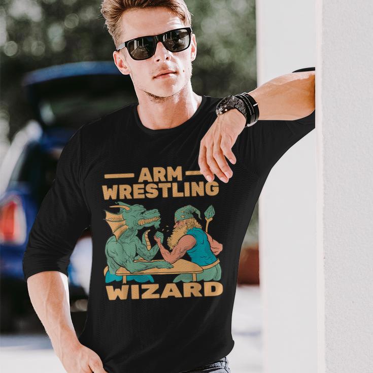 Armwrestling Arm Wrestling Wizard Arm Wrestler Langarmshirts Geschenke für Ihn