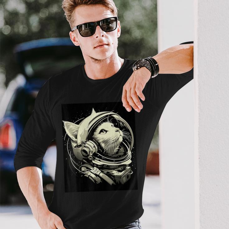 Astronaut Cat Langarmshirts Geschenke für Ihn