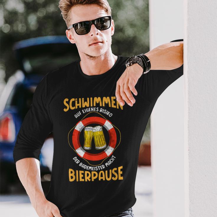 Bademeister Macht Bierpause Meer Swimming Pool Langarmshirts Geschenke für Ihn